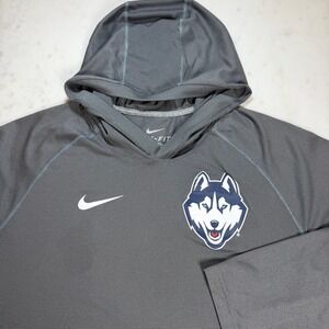 Nike UConn Huskies Dri-FIT Hoodie Mens Medium Gray Performance Long Sleeve Shirt